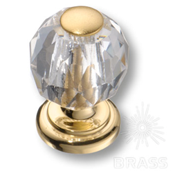 0737-030-MINI Ручка кнопка, латунь с кристаллом, глянцевое золото 24K
